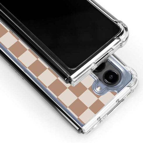 Neutral Checkered Galaxy Z Fold5 5G Clear Case