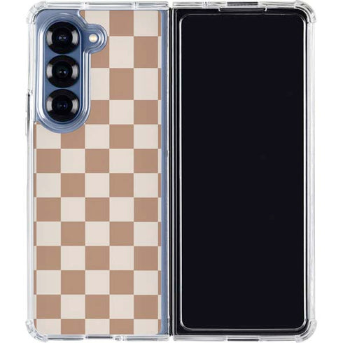 Neutral Checkered Galaxy Z Fold7 Clear Case
