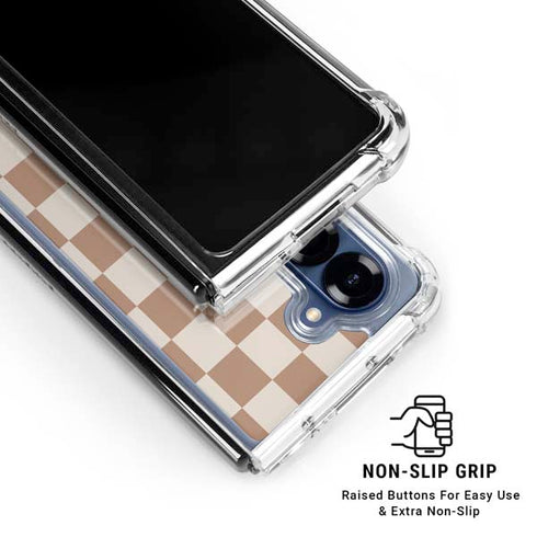 Neutral Checkered Galaxy Z Fold7 Clear Case