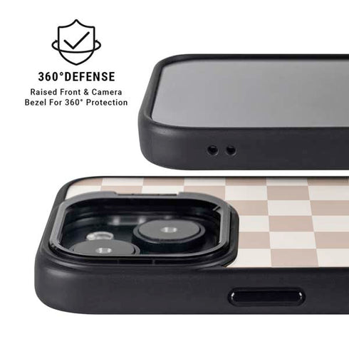 Neutral Checkered iPhone 14 Kickstand Case