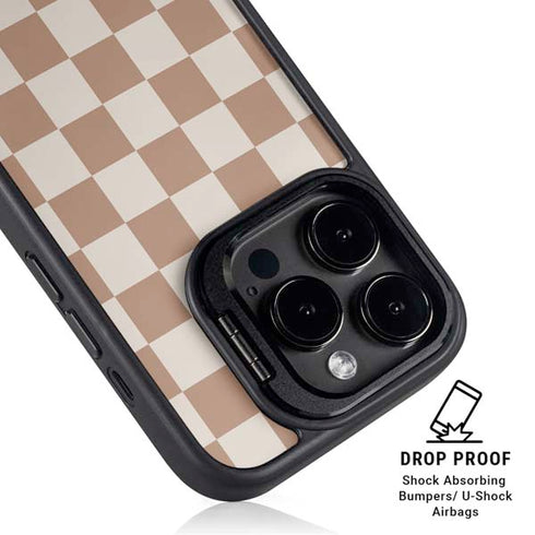 Neutral Checkered iPhone 14 Pro Max Kickstand Case