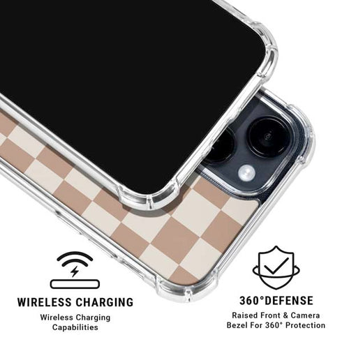 Neutral Checkered iPhone 15 Clear Case