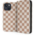 Neutral Checkered iPhone 15 Plus Folio Case