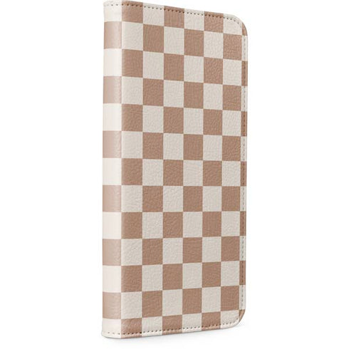 Neutral Checkered iPhone 15 Pro Folio Case