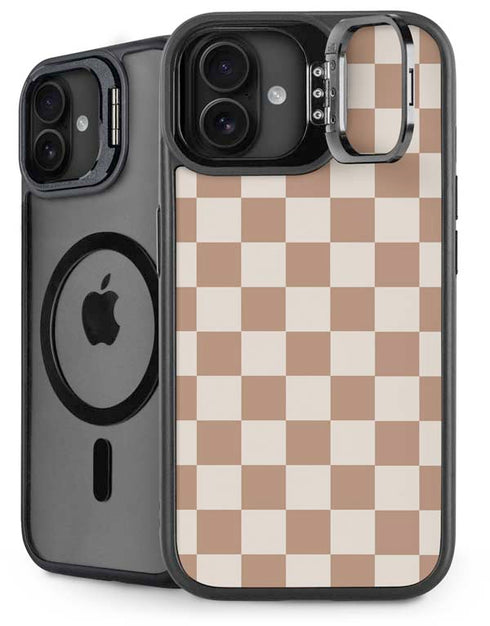 Neutral Checkered iPhone 16 Kickstand Case