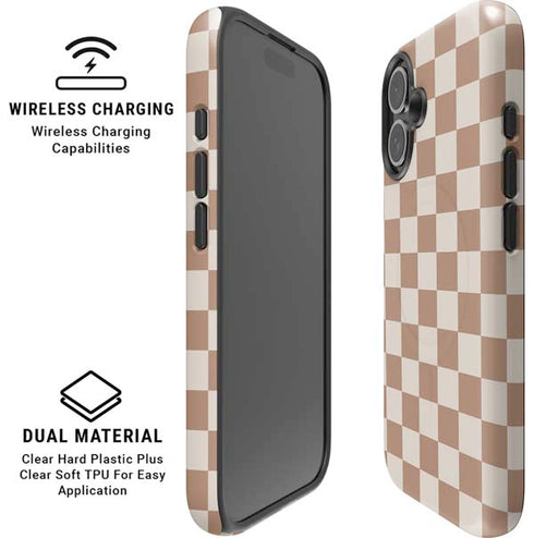 Neutral Checkered iPhone 16 Plus Magsafe Impact Case