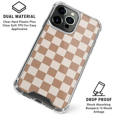 Neutral Checkered iPhone 16 Pro Clear Case