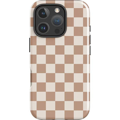 Neutral Checkered iPhone 16 Pro Max Impact Case