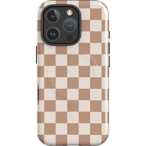 Neutral Checkered iPhone 16 Pro Max Magsafe Impact Case