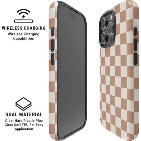 Neutral Checkered iPhone 16 Pro Max Magsafe Impact Case