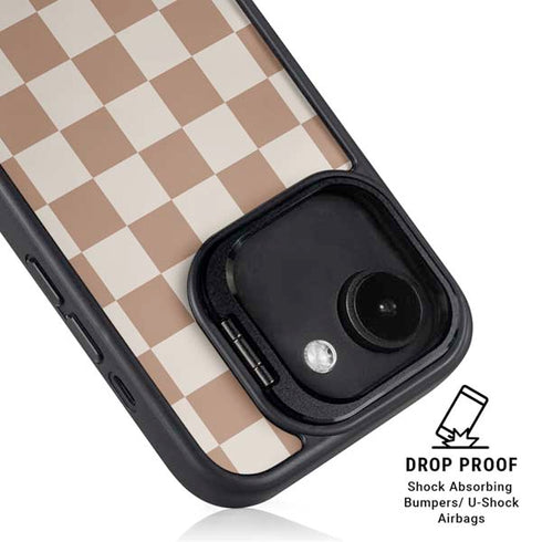 Neutral Checkered iPhone 16e Kickstand Case