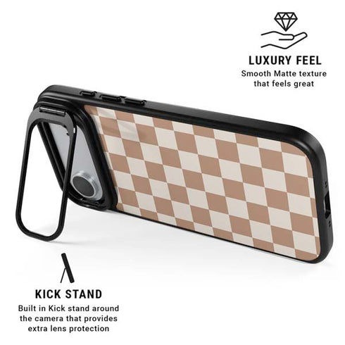 Neutral Checkered iPhone 17 Air Kickstand Case