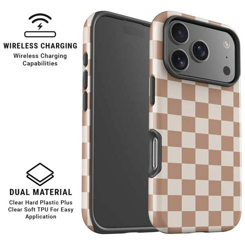 Neutral Checkered iPhone 17 Pro Magsafe Impact Case