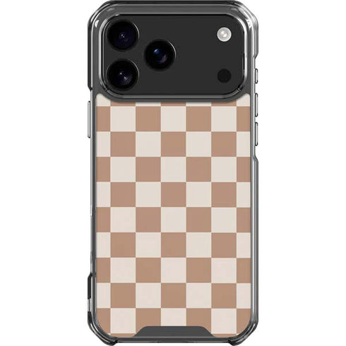 Neutral Checkered iPhone 17 Pro Max Clear Case