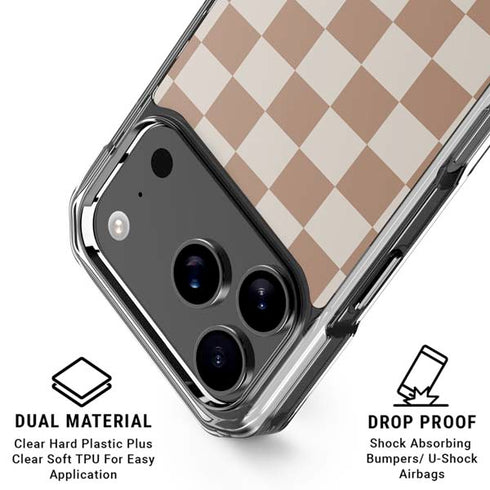 Neutral Checkered iPhone 17 Pro Max Clear Case