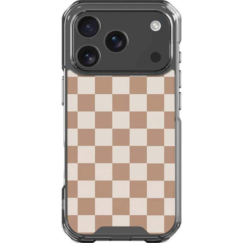 Neutral Checkered iPhone 18 Pro Clear Case