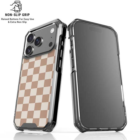 Neutral Checkered iPhone 18 Pro Clear Case