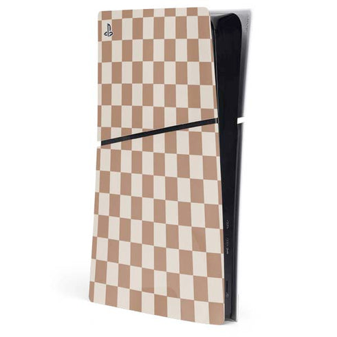 Neutral Checkered PS5 Slim Digital Edition Console Skin
