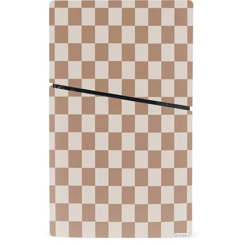 Neutral Checkered PS5 Slim Digital Edition Console Skin