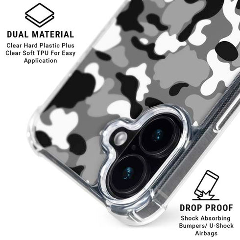 Neutral Street Camo iPhone 16 Plus Clear Case