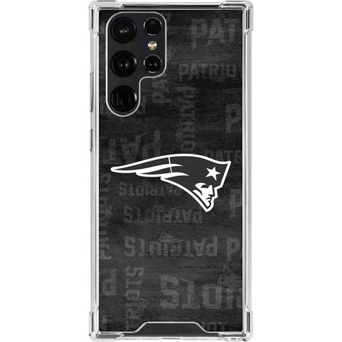 NFL New England Patriots Black & White Galaxy S23 Ultra Clear Case