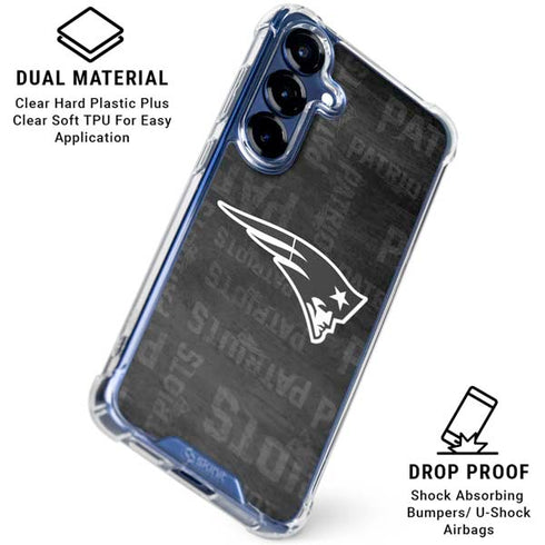 NFL New England Patriots Black & White Galaxy S25 Plus Clear Case