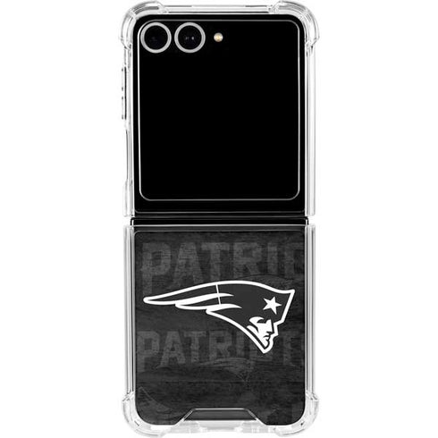 NFL New England Patriots Black & White Galaxy Z Flip7 Clear Case