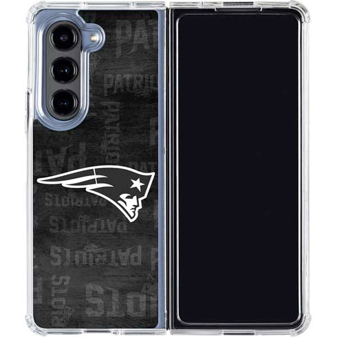 NFL New England Patriots Black & White Galaxy Z Fold5 5G Clear Case