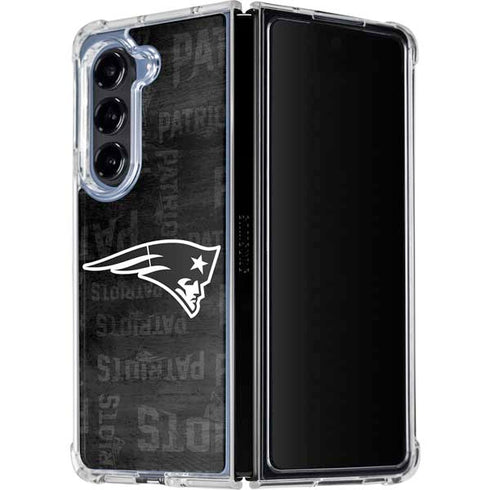 NFL New England Patriots Black & White Galaxy Z Fold5 5G Clear Case