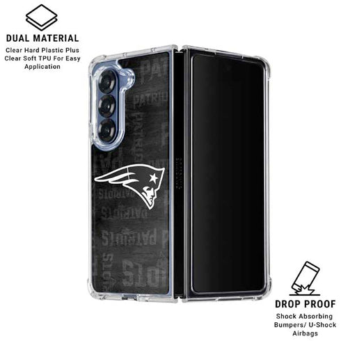 NFL New England Patriots Black & White Galaxy Z Fold7 Clear Case