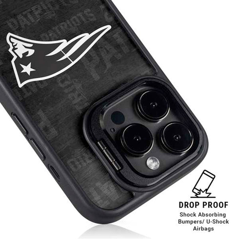 NFL New England Patriots Black & White iPhone 14 Pro Max Kickstand Case
