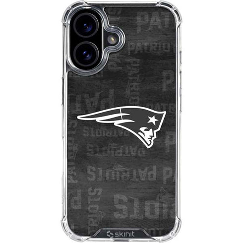 NFL New England Patriots Black & White iPhone 16 Plus Clear Case