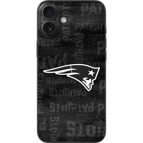 NFL New England Patriots Black & White iPhone 16 Plus Skin