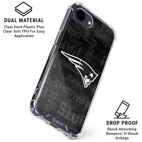 NFL New England Patriots Black & White iPhone 16e Clear Case