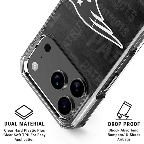 NFL New England Patriots Black & White iPhone 18 Pro Clear Case