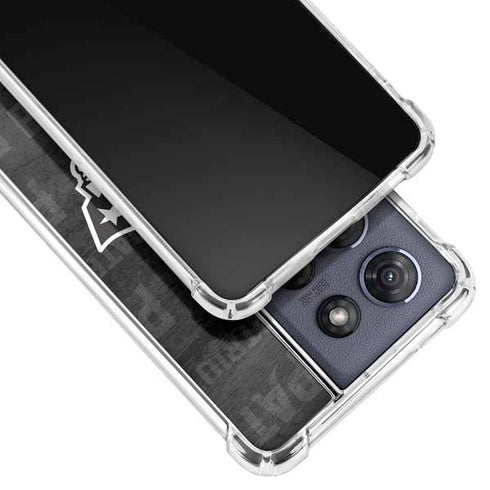 NFL New England Patriots Black & White Moto G Play 5G (2025) Clear Case