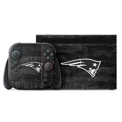 NFL New England Patriots Black & White Nintendo Switch 2 (2025) with Joy-Con Skin