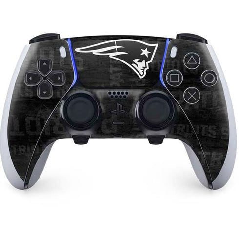 NFL New England Patriots Black & White PS5 DualSense Edge Pro Controller Skin
