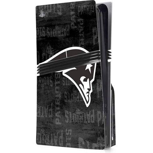 NFL New England Patriots Black & White PS5 Pro Disk Console Skin