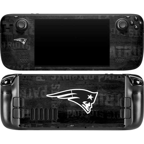 NFL New England Patriots Black & White Steam Deck Handheld Gaming Computer OLED Skin