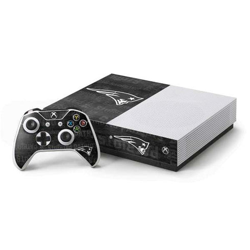 NFL New England Patriots Black & White Xbox One S Console and Controller Bundle Skin