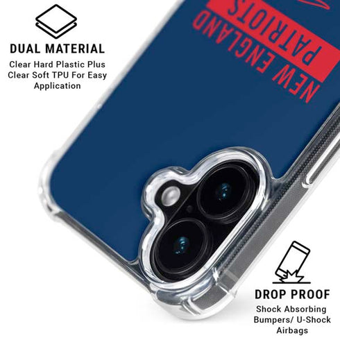 NFL New England Patriots Blue Performance Series iPhone 16 Clear Case