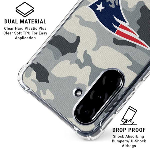 NFL New England Patriots Camo Galaxy A36 5G Clear Case