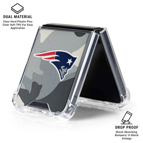 NFL New England Patriots Camo Galaxy Z Flip6 Clear Case