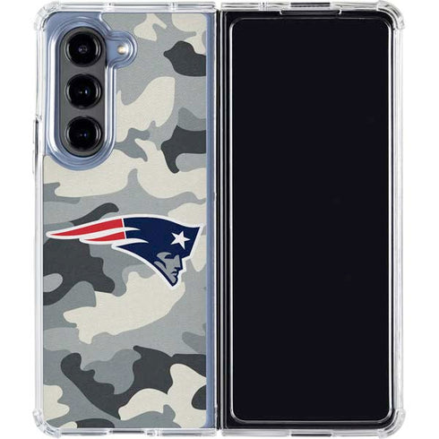 NFL New England Patriots Camo Galaxy Z Fold5 5G Clear Case