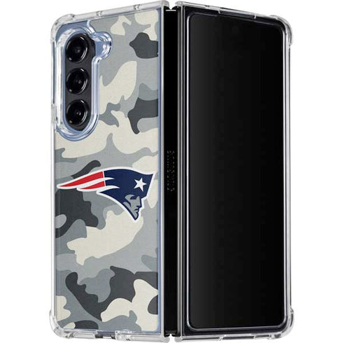 NFL New England Patriots Camo Galaxy Z Fold5 5G Clear Case