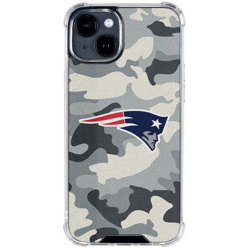 NFL New England Patriots Camo iPhone 15 Clear Case