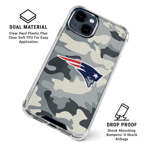 NFL New England Patriots Camo iPhone 15 Clear Case