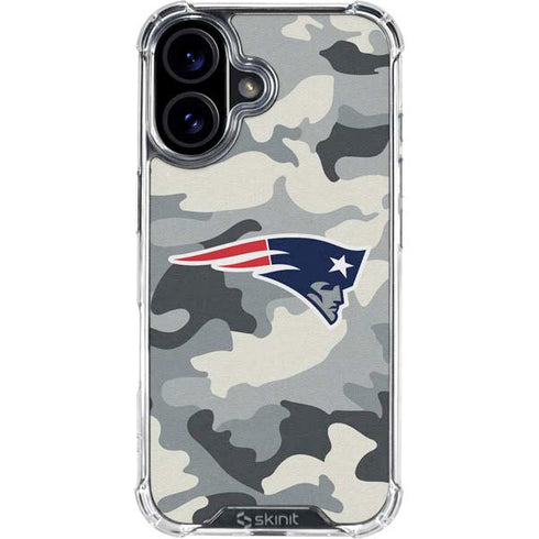 NFL New England Patriots Camo iPhone 16 Clear Case