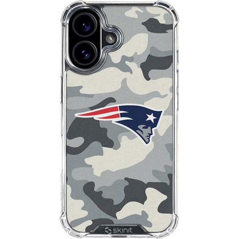 NFL New England Patriots Camo iPhone 16 Plus Clear Case